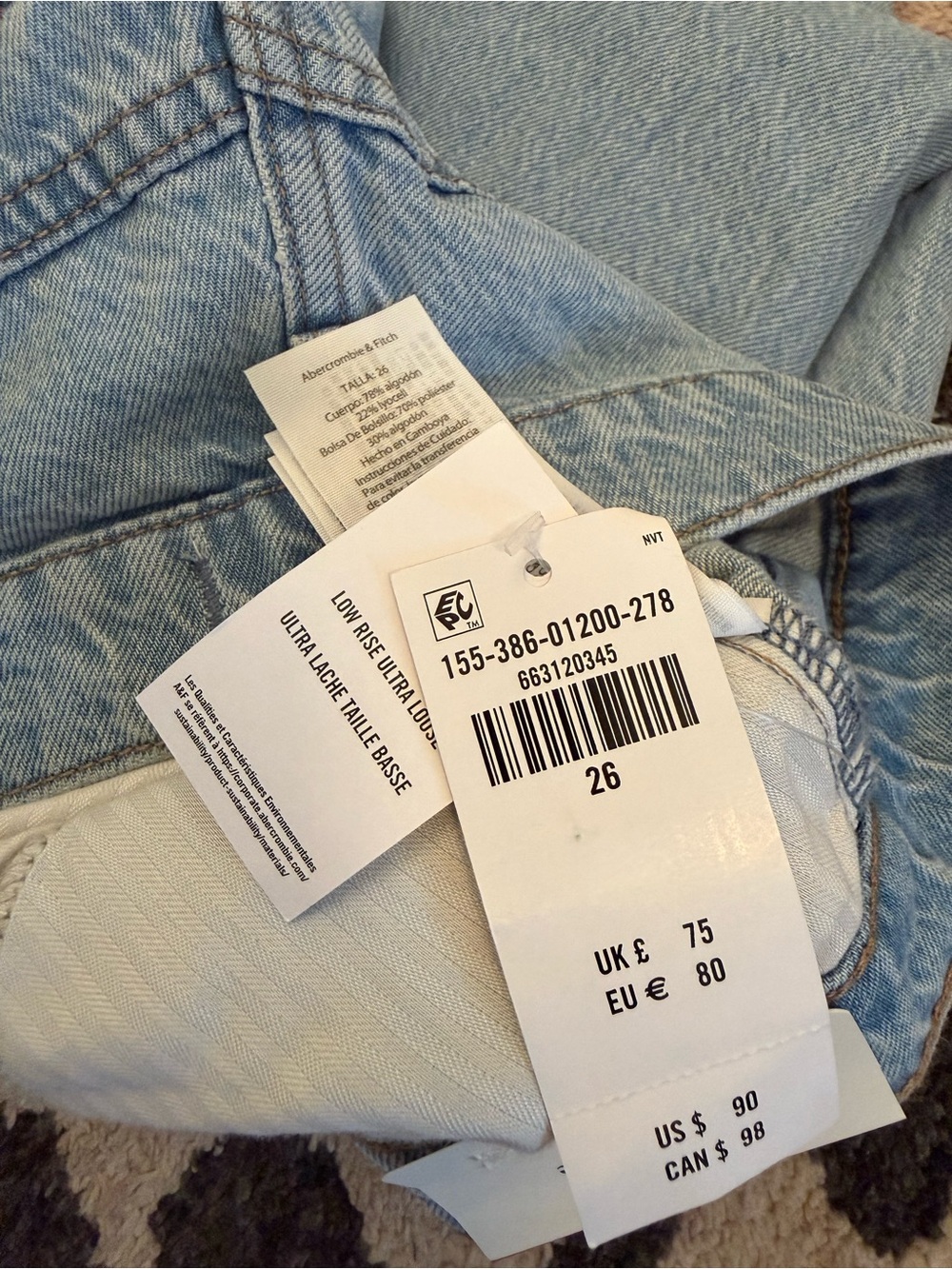 Abercrombie & Fitch Low Rise Ultra Loose Jeans NWT - Picture 9 of 9